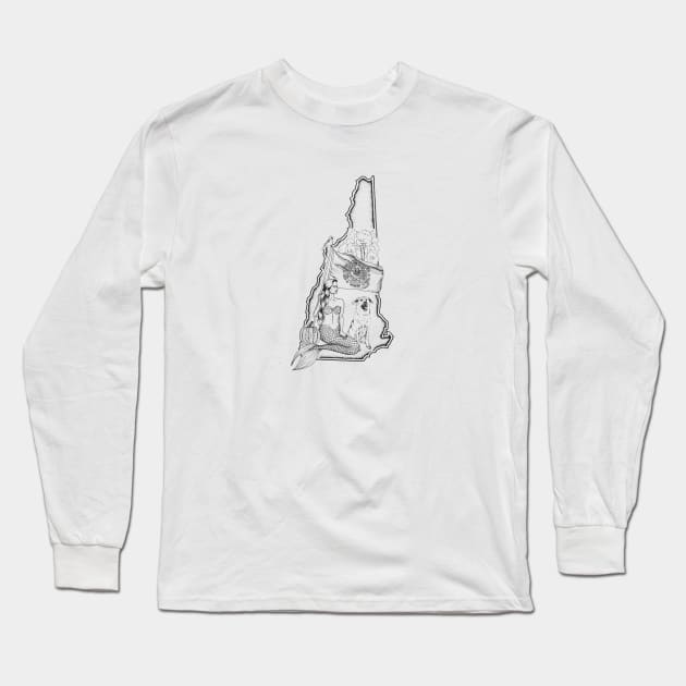 New Hampshire Mermaid Long Sleeve T-Shirt by Elizabeth Weglein Art